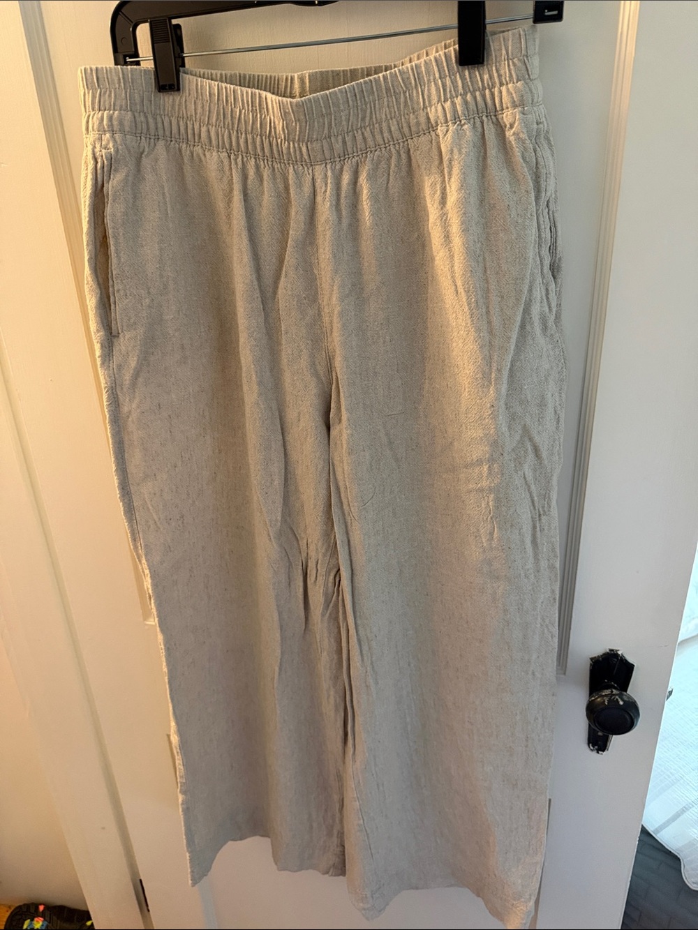 Old Navy Natural Beige Wide-Leg Linen-Blend Pants